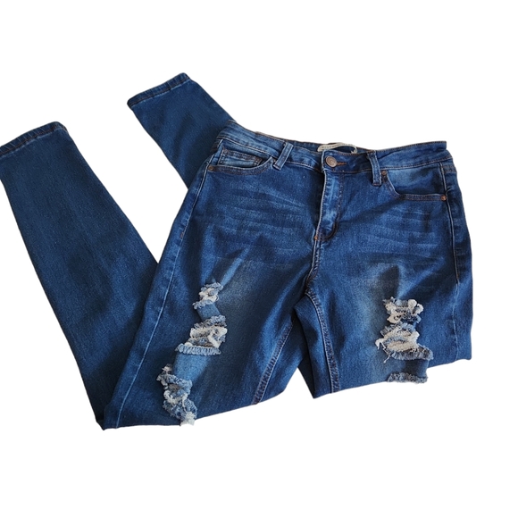 Best Quality Brand Plus Womens Jeans Distressed Destructed Skinny Jeans size 13 - Picture 3 of 5